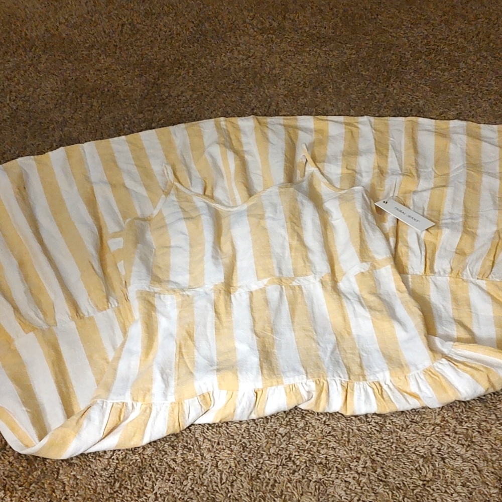 Tribal Jeans yellow/white linen Maxi dress P/S